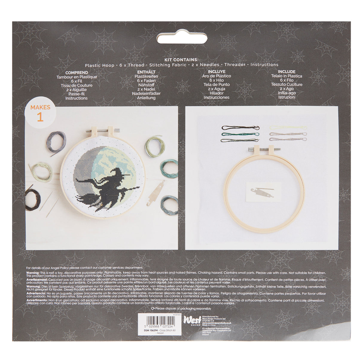 Simply Make 8" Halloween Cross Stitch Kit - Moon