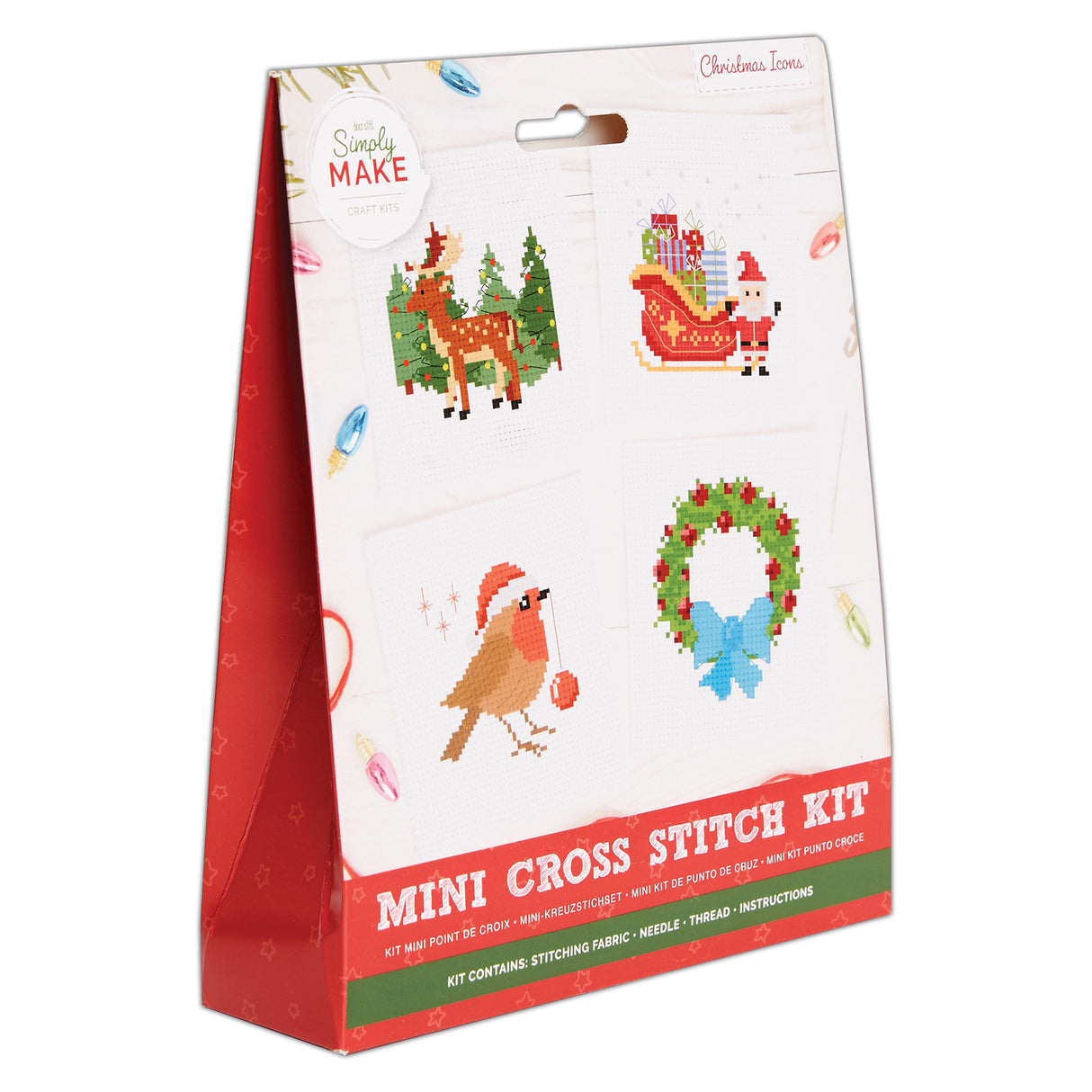 Simply Make Mini Xmas Cross Stitch Kit - Christmas Icons (4pk)
