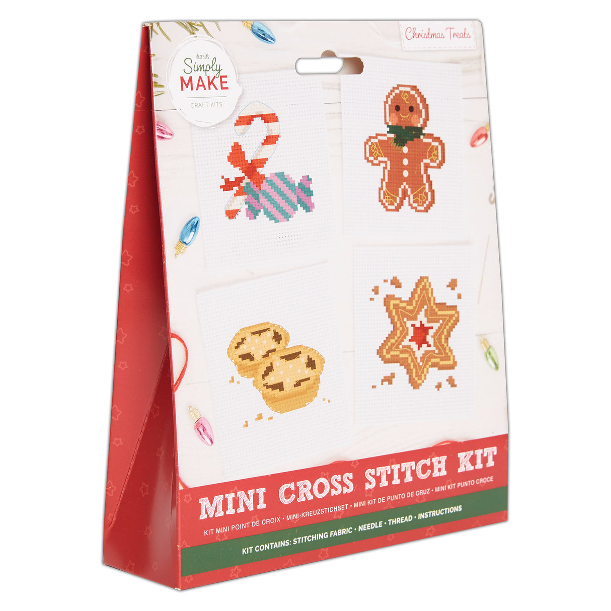 Simply Make Mini Xmas Cross Stitch Kit - Christmas Treats (4pk)