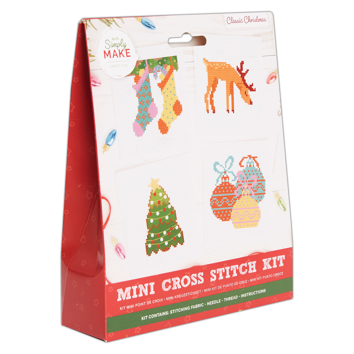 Simply Make Mini Xmas Cross Stitch Kit - Classic Christmas (4pk)