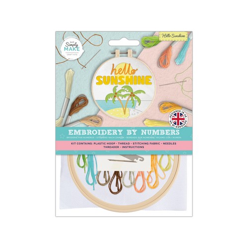 Simply Make 5" Embroidery by Numbers Kit - Hello Sunshine