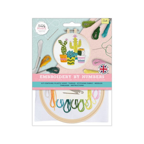 Simply Make 5" Embroidery by Numbers Kit - Cacti