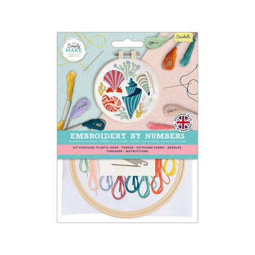 Simply Make 5" Embroidery by Numbers Kit - Seashells