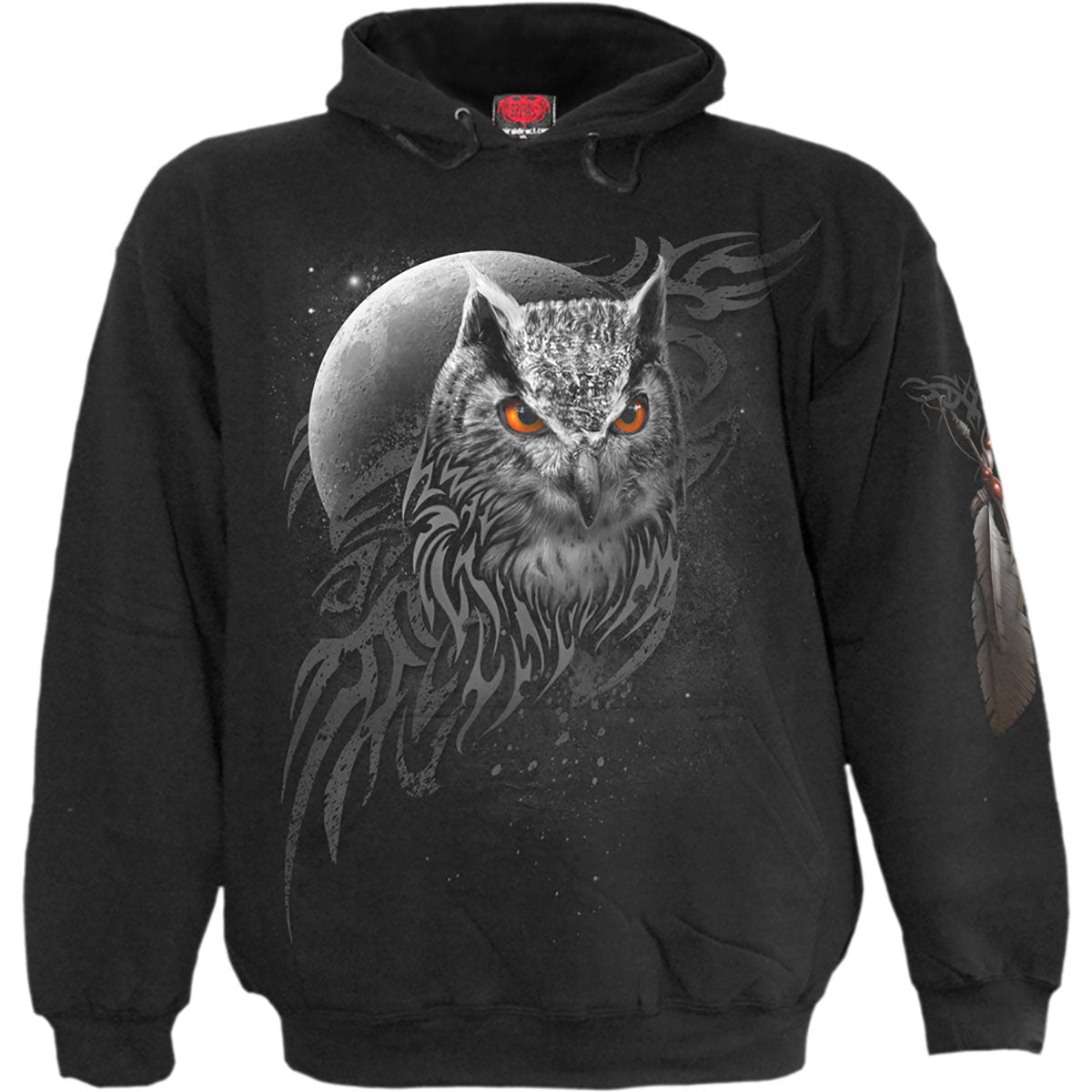 Spiral Unisex Pullover Hoodie Wings Of Wisdom (Back & Sleeve Print) Black (M)