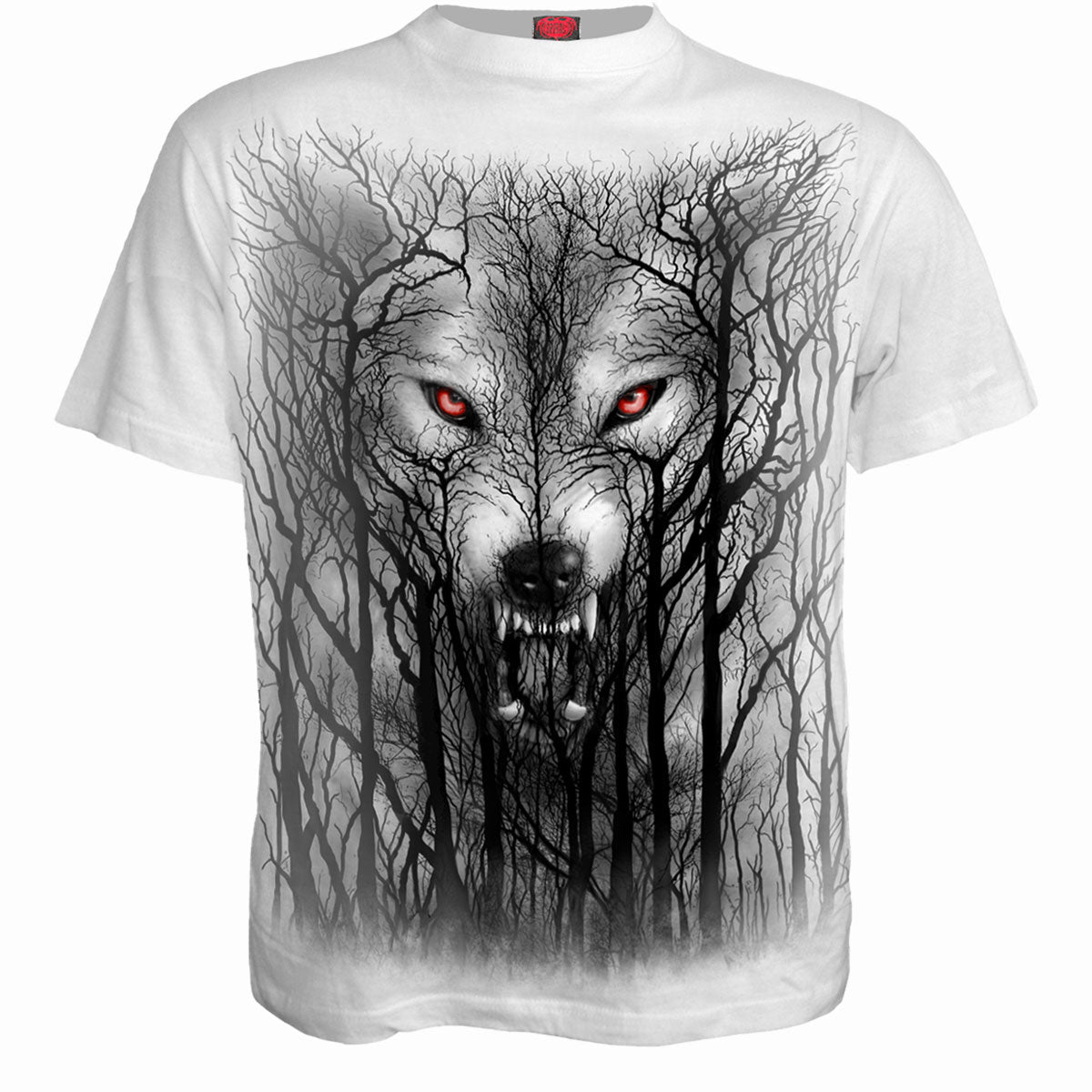 Spiral Unisex T-Shirt Forest Wolf (Back Print) White (XL)