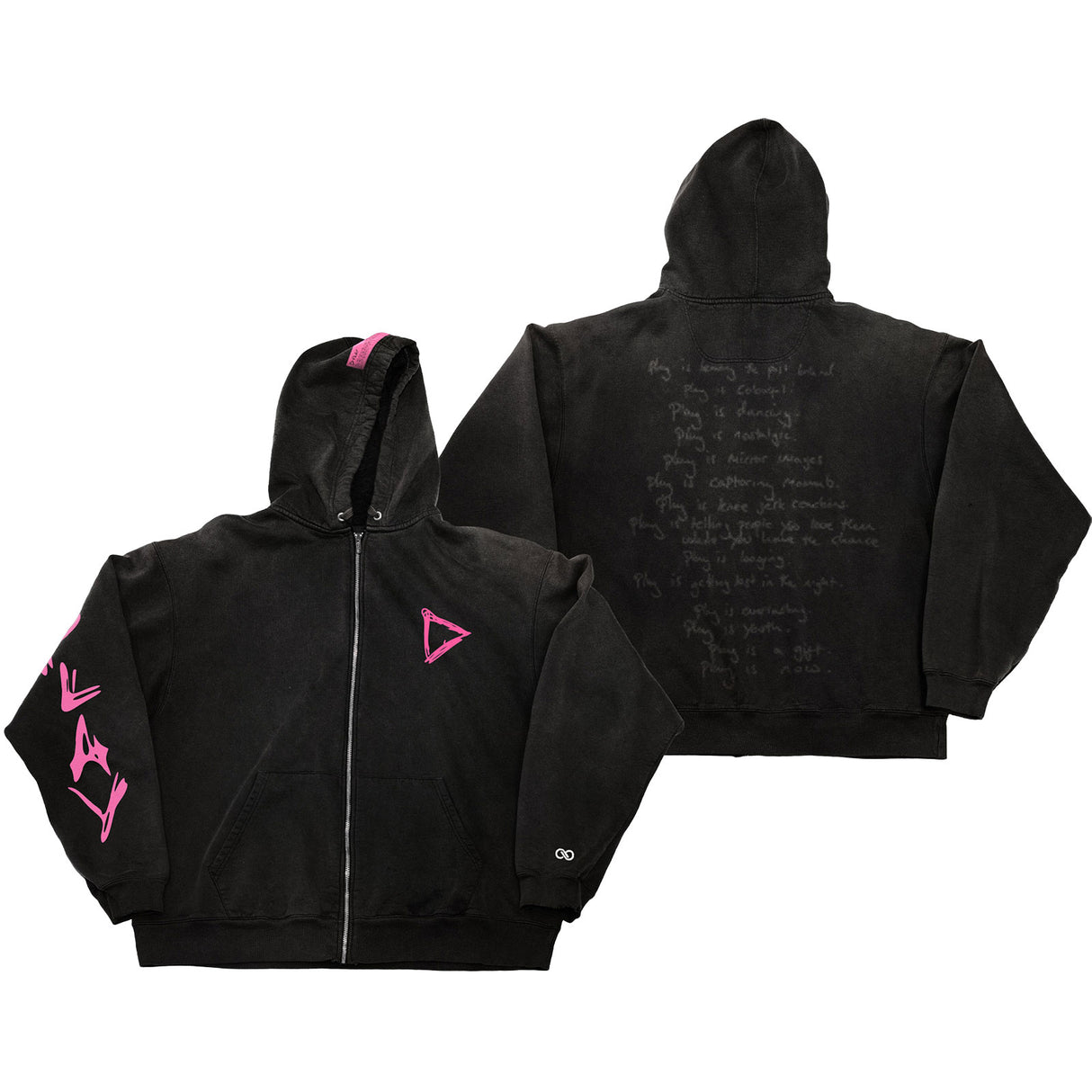 Ed Sheeran Unisex Zipped Hoodie Play (Back & Sleeve Print) Black (M)