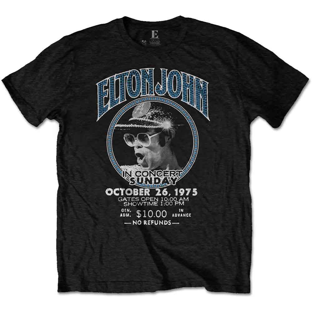 Elton John Unisex Eco T-Shirt Live In Concert Black (XL)