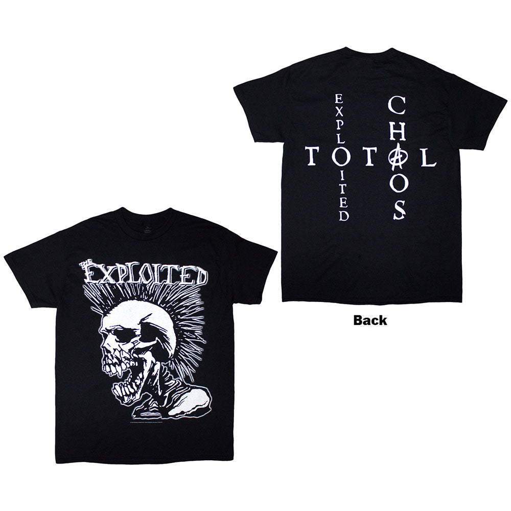 The Exploited Unisex T-Shirt Mohican Skull (Back Print) Black (S)