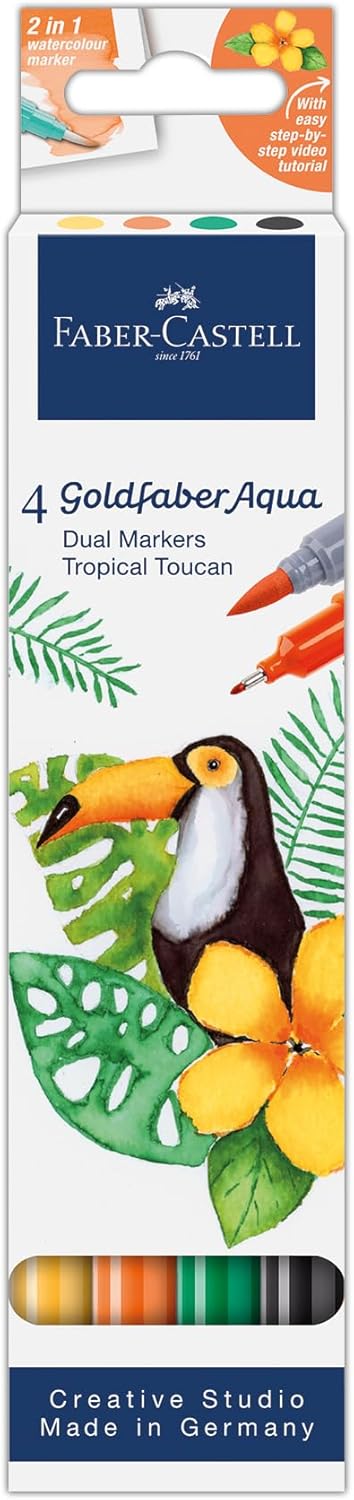 Faber-Castell Goldfaber Aqua Dual Marker Pen Set Tropical Toucan (4pc)