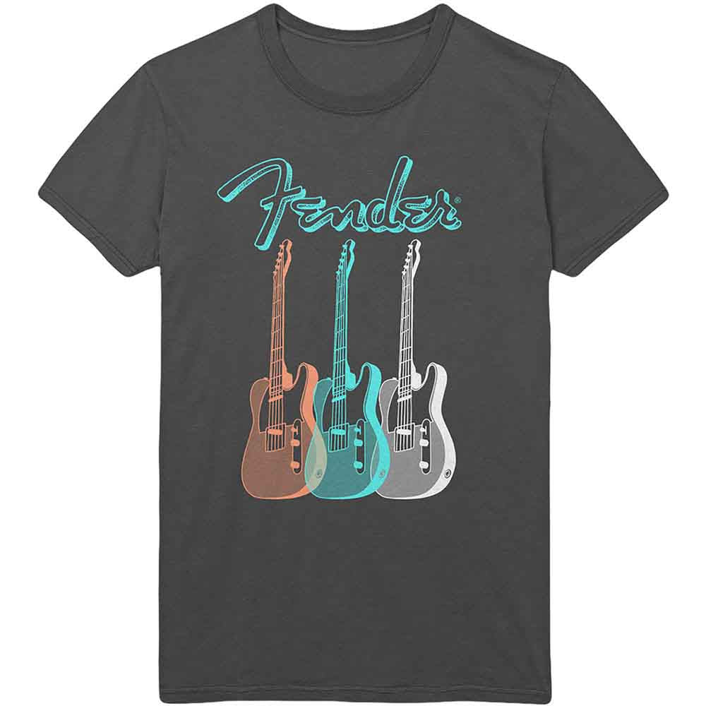 Fender Unisex T-Shirt Triple Guitar Grey (M)