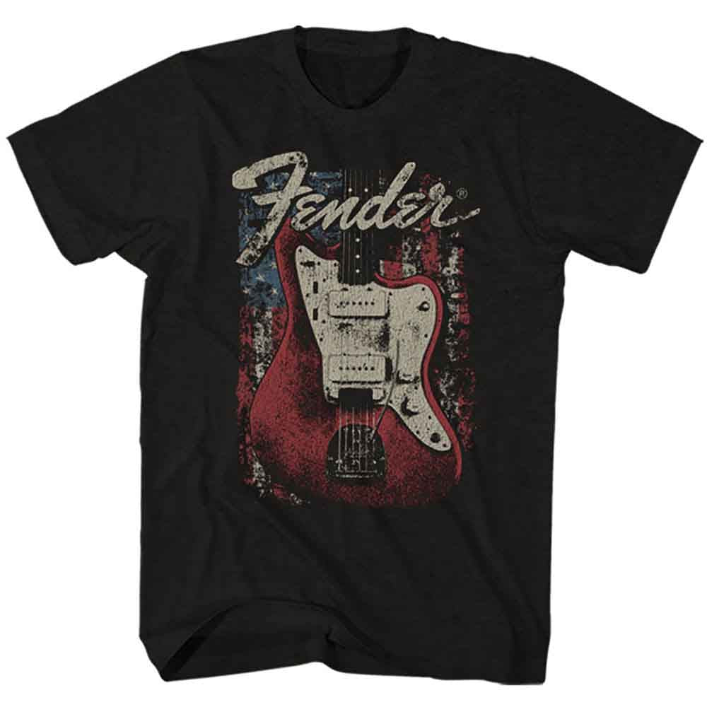 Fender Unisex T-Shirt Distressed Guitar Black (M)