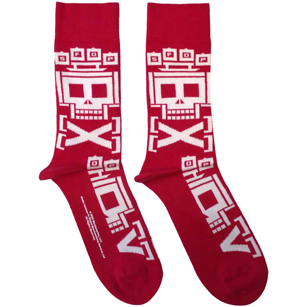 Five Finger Death Punch Unisex Ankle Socks Pixeled Skull Repeat Red