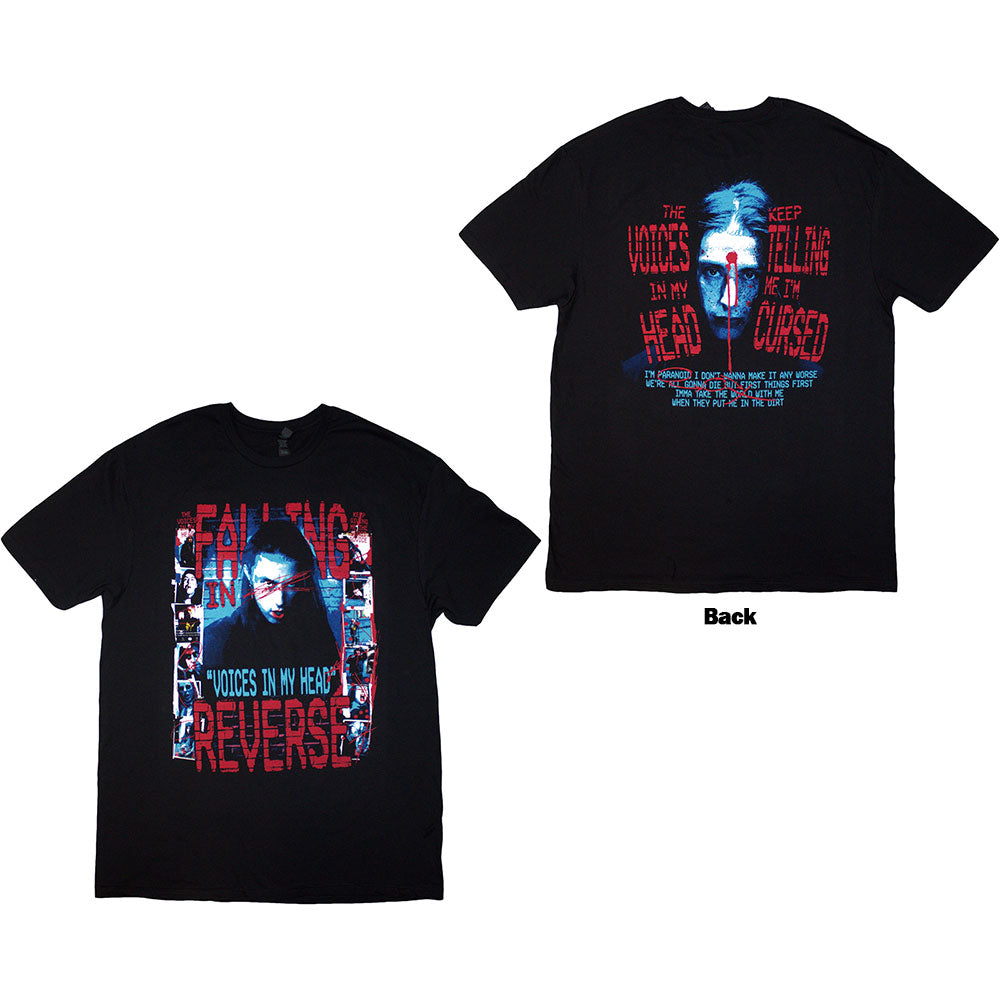 Falling In Reverse Unisex T-Shirt Voice Collage (Back Print) Black (XL)