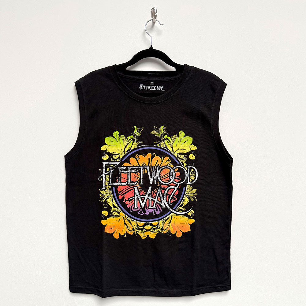 Fleetwood Mac Unisex Tank T-Shirt Circle Floral Logo Black (L)