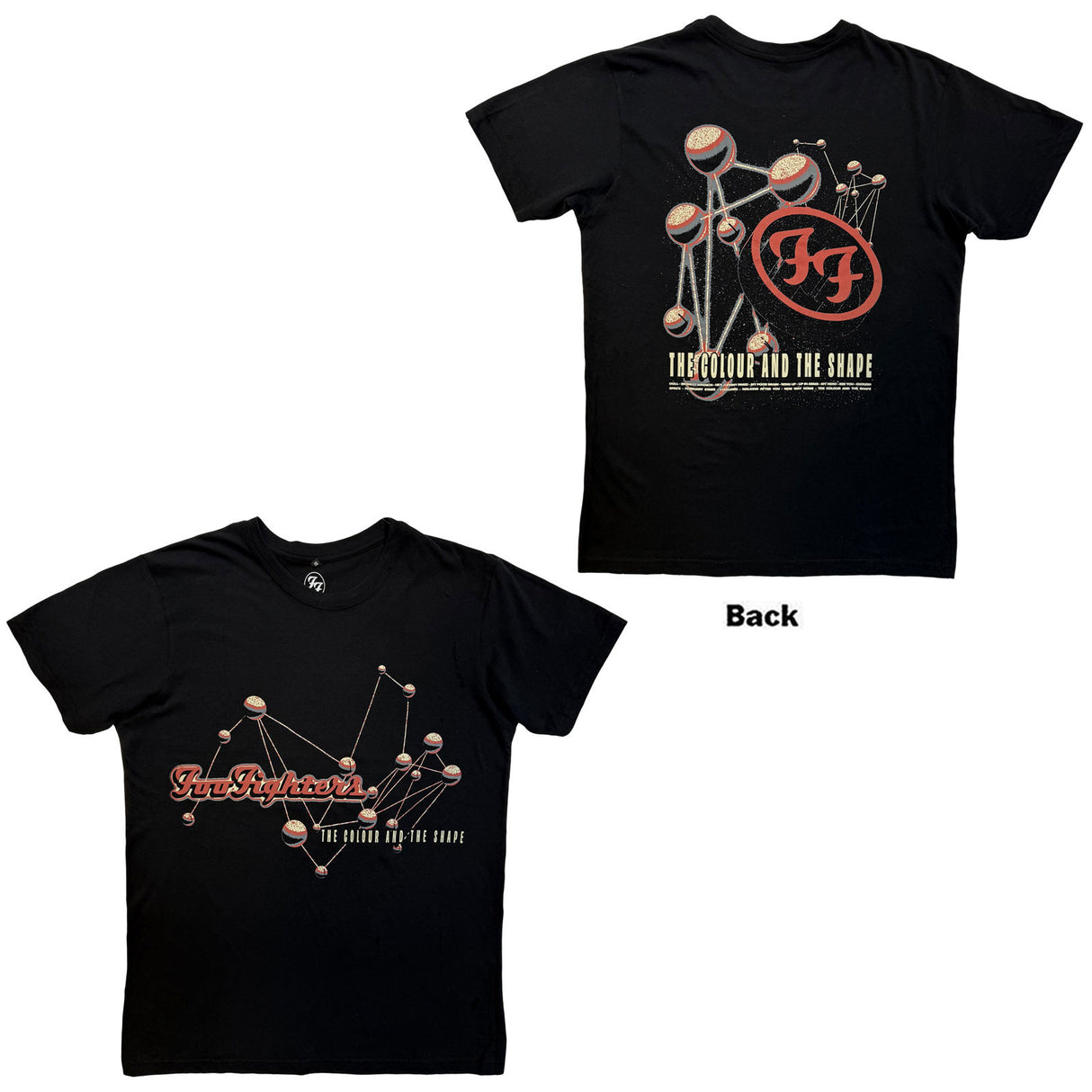 Foo Fighters Unisex Carbon T-Shirt The Colour & The Shape (Back Print) Black (M)