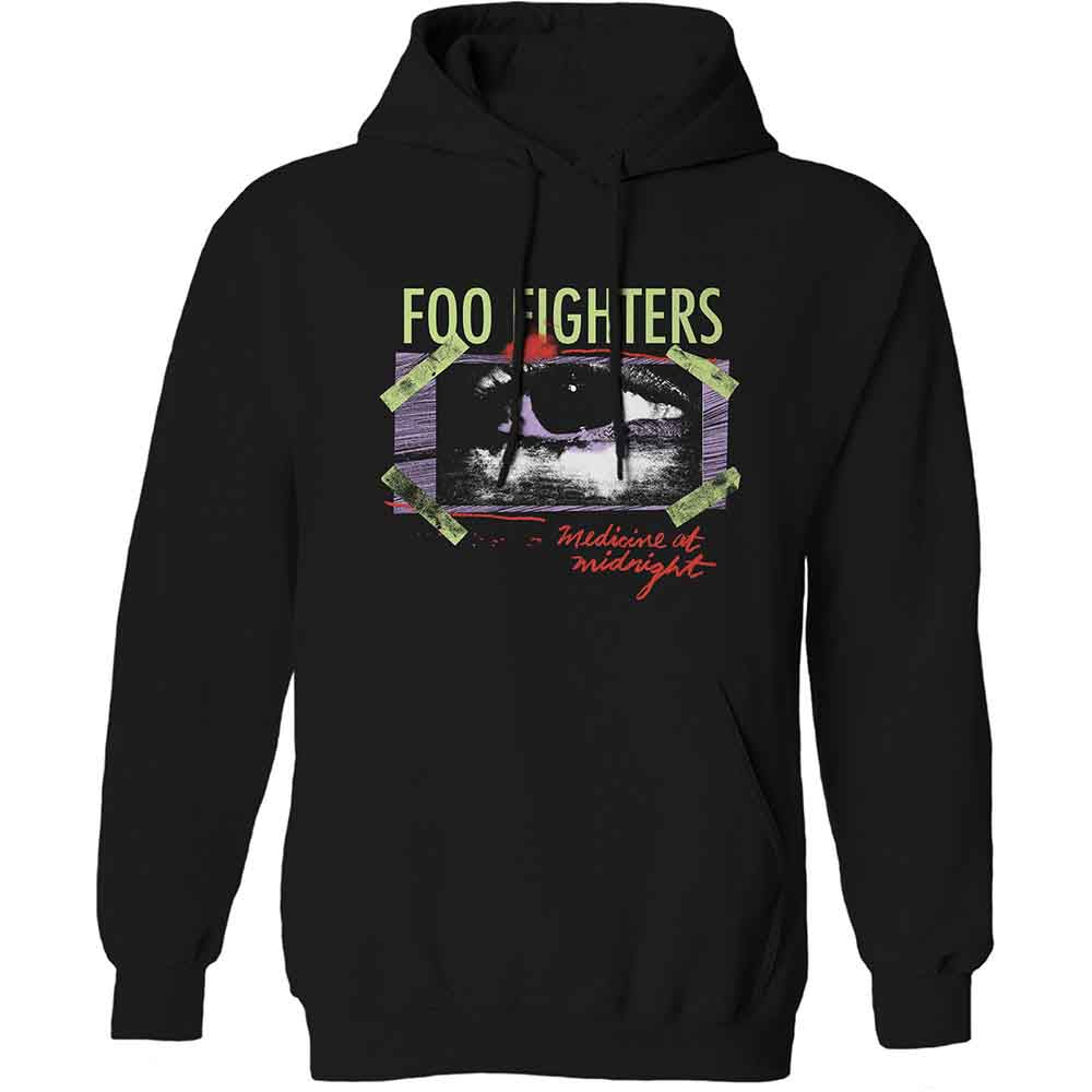 Foo Fighters Unisex Pullover Hoodie Medicine At Midnight Taped Black (XXL)