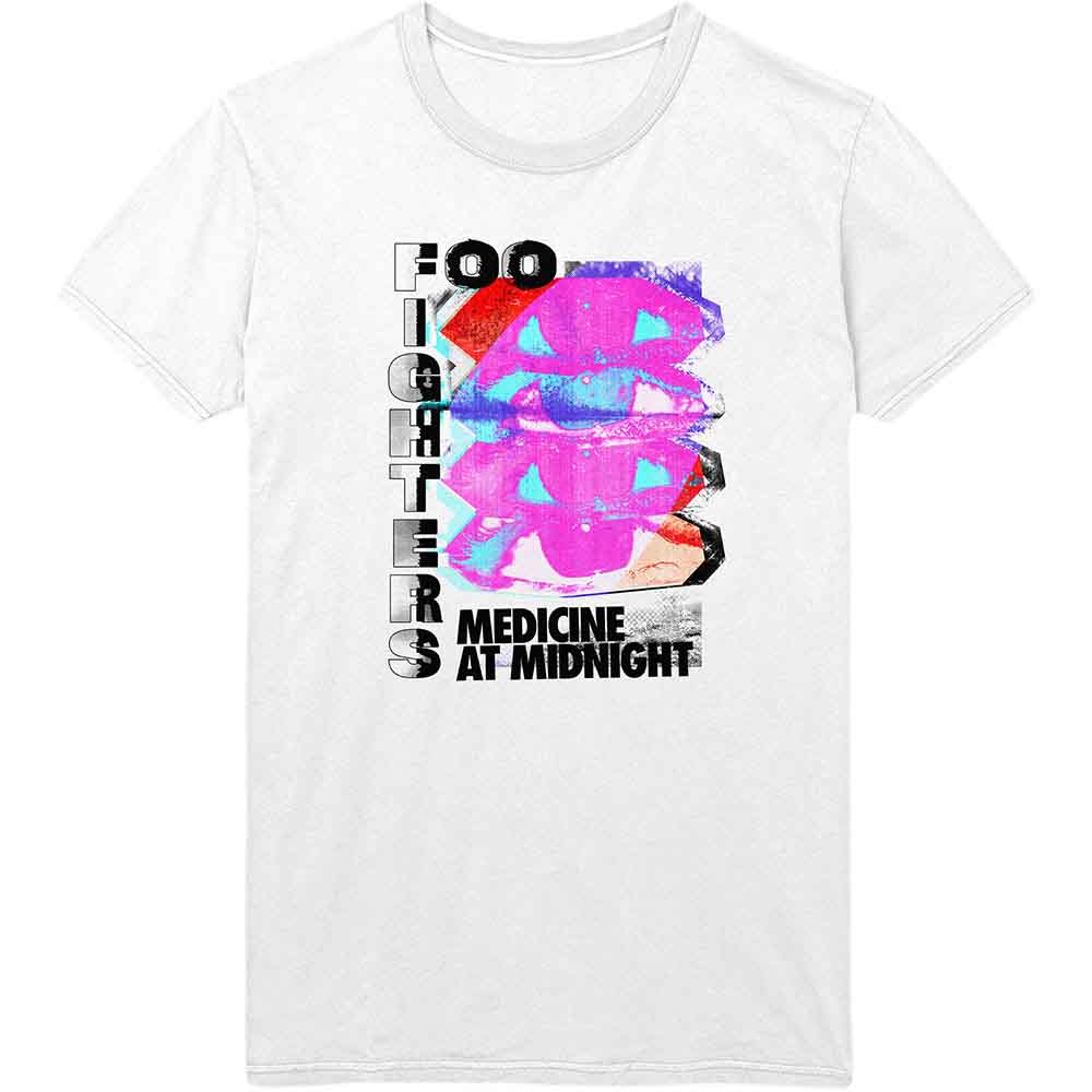 Foo Fighters Unisex T-Shirt Medicine At Midnight Tilt White (S)