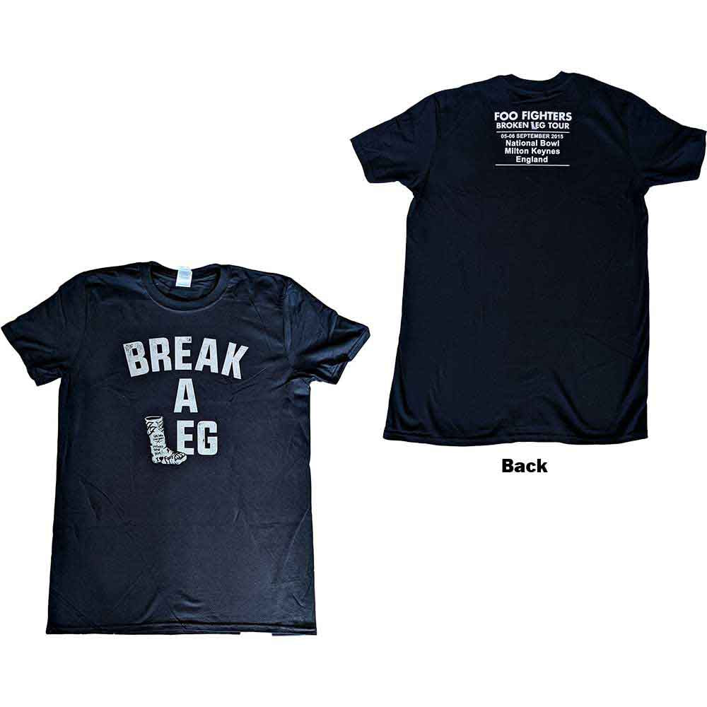 Foo Fighters Unisex T-Shirt Break A Leg Milton Keynes (Ex-Tour) Black (M)