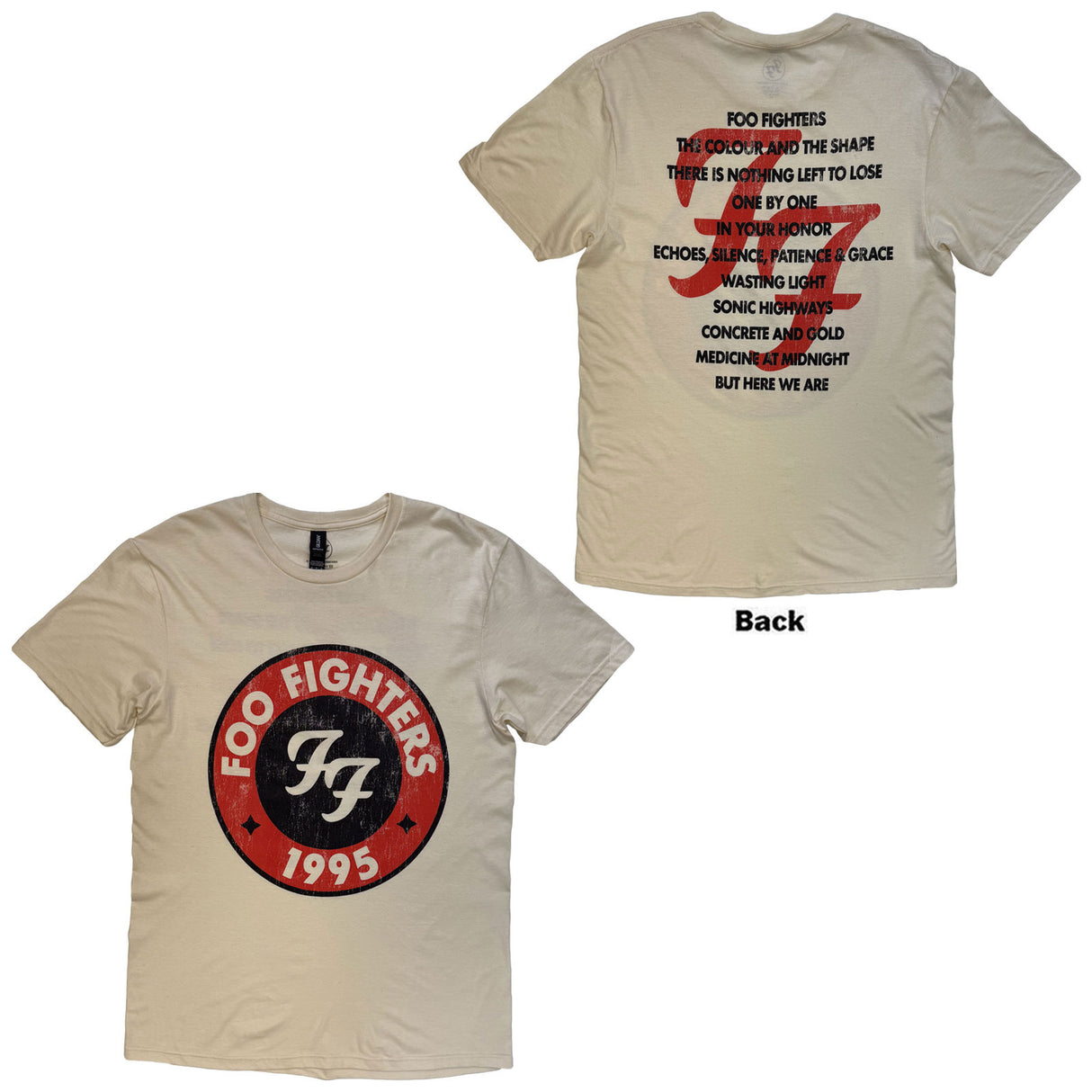 Foo Fighters Unisex T-Shirt 1995-2025 Albums (Back Print) Natural (M)