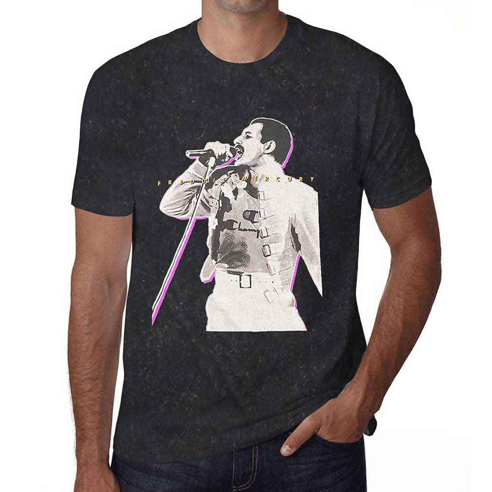 Freddie Mercury Unisex T-Shirt Glow (Mineral Wash) Black (S)