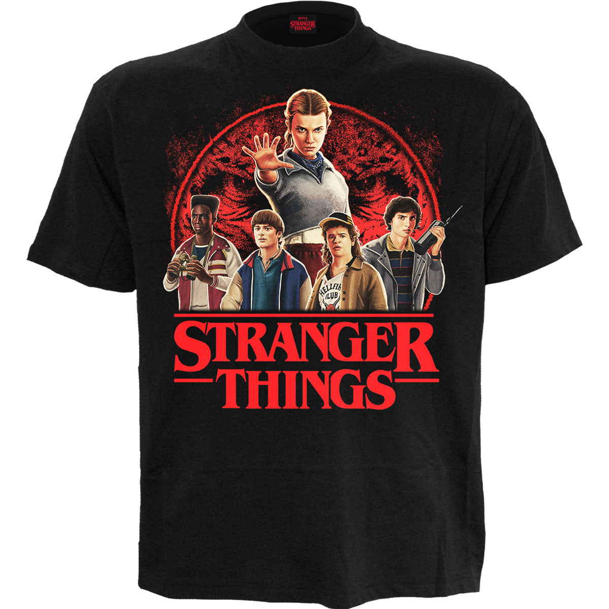 Netflix Stranger Things Unisex T-Shirt Hawkins Heroes Black (XXL)