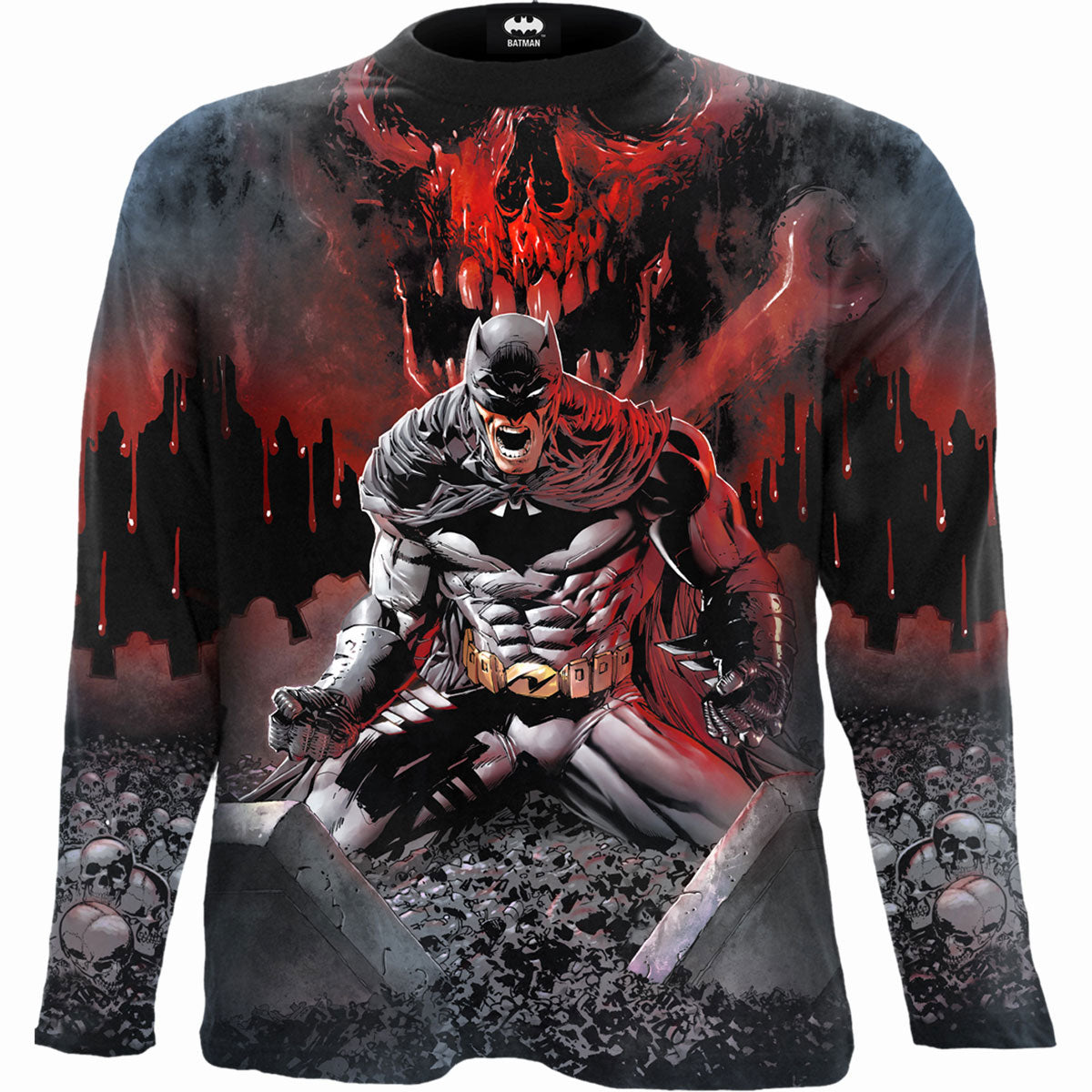 DC Comics Unisex Long Sleeve T-Shirt Batman Asylum Wrap Black (M)