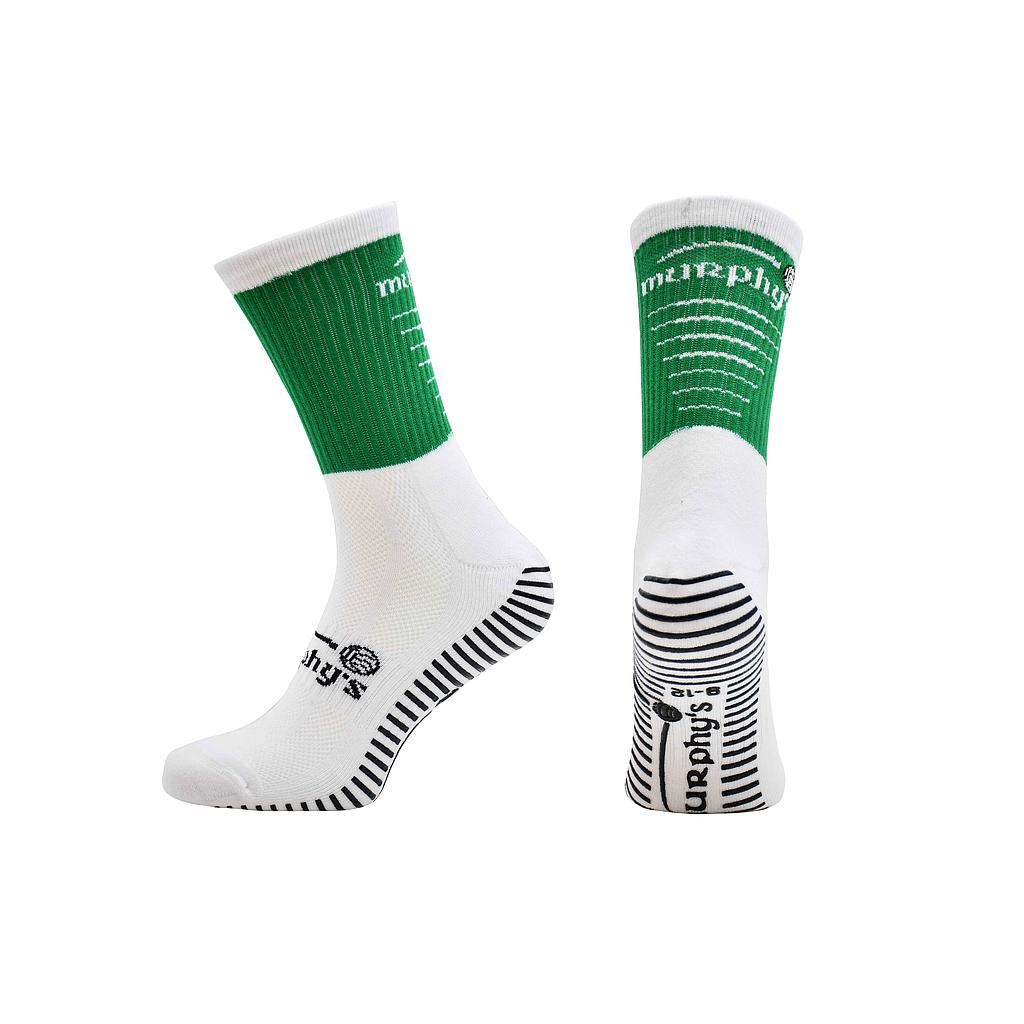 Murphy's Pro Mid GAA Gaelic Grip Socks Adult - Green/White (UK Size 6-8)