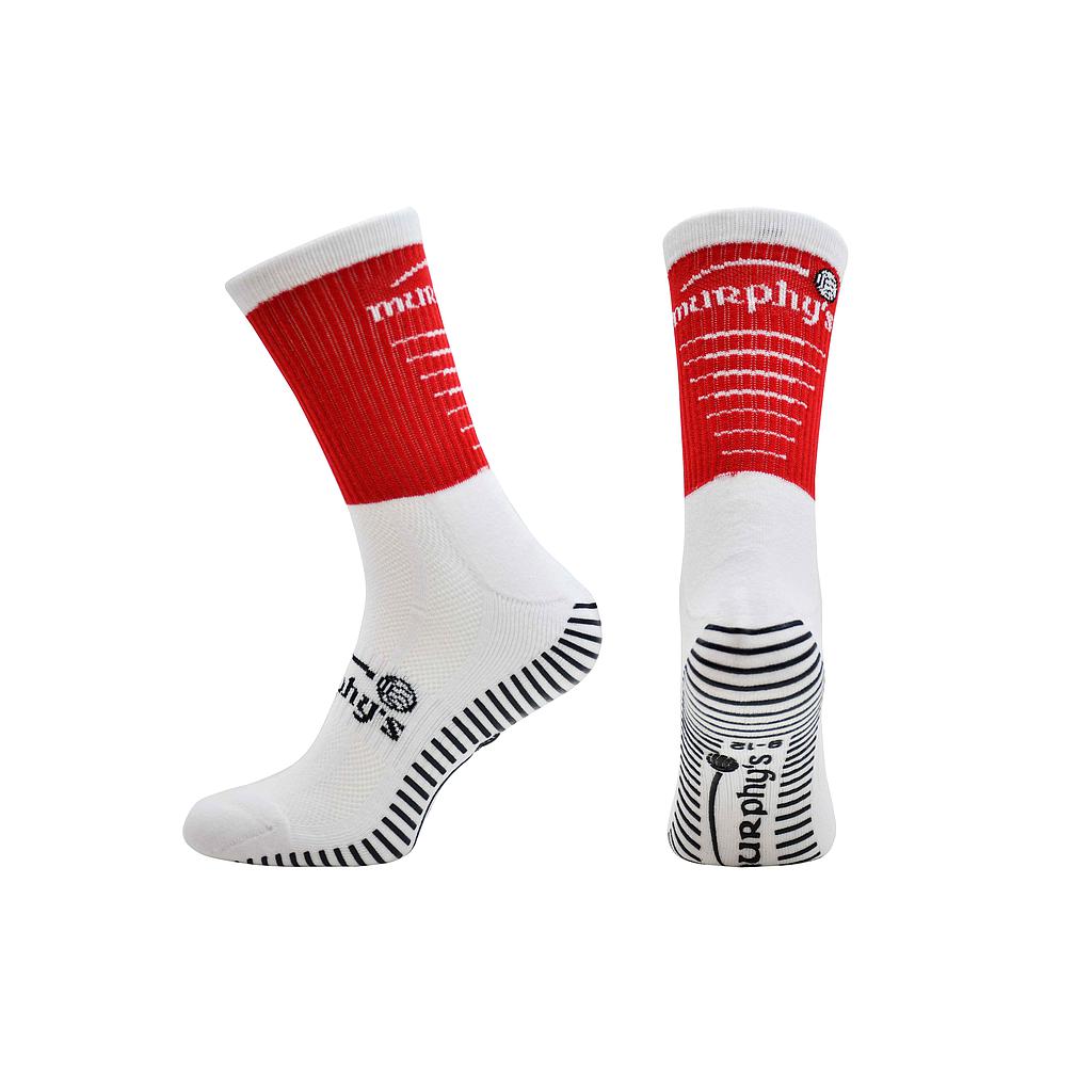 Murphy's Pro Mid GAA Gaelic Grip Socks Adult - Red/White (UK Size 9-12)