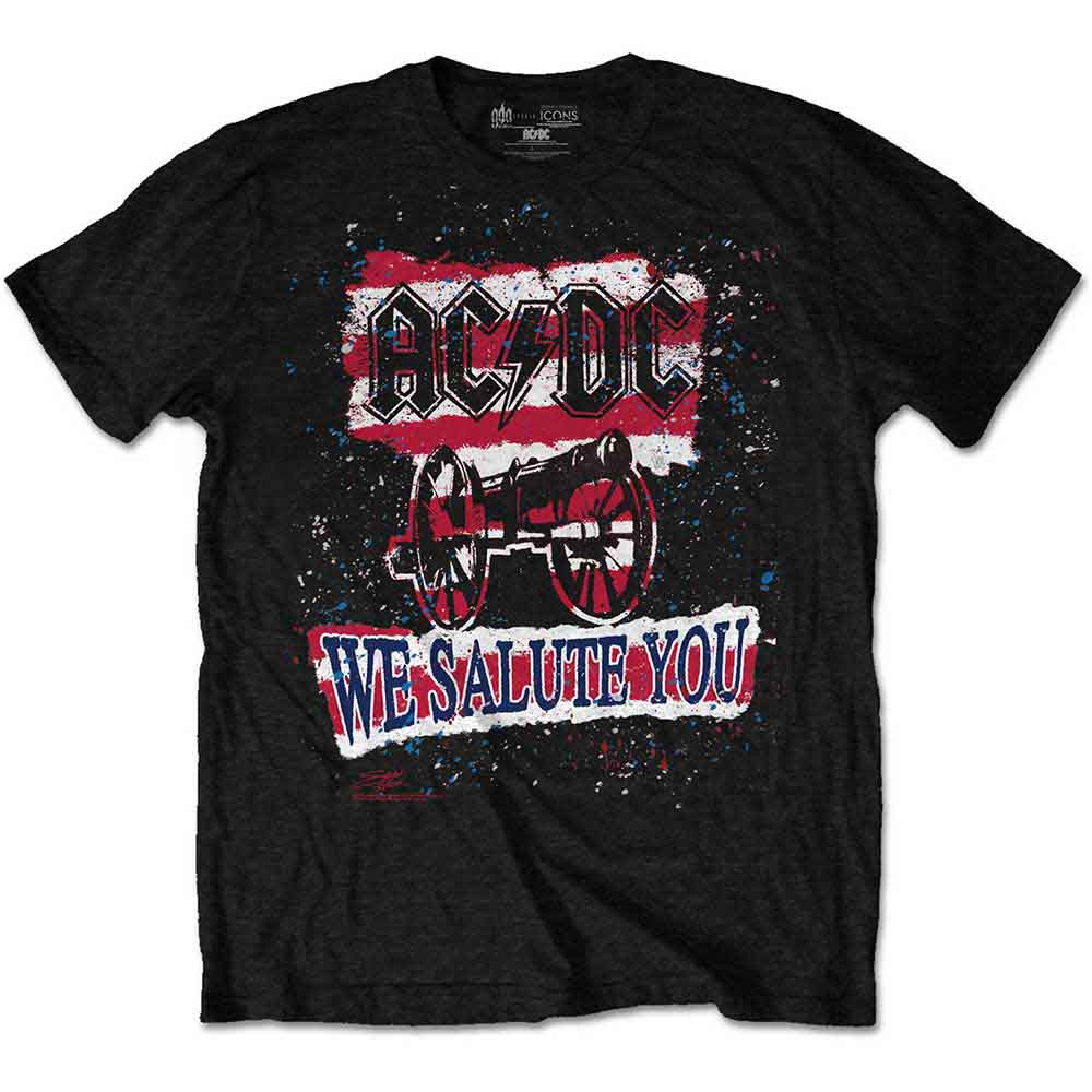 AC/DC Unisex T-Shirt Black We Salute You Stripe (L)