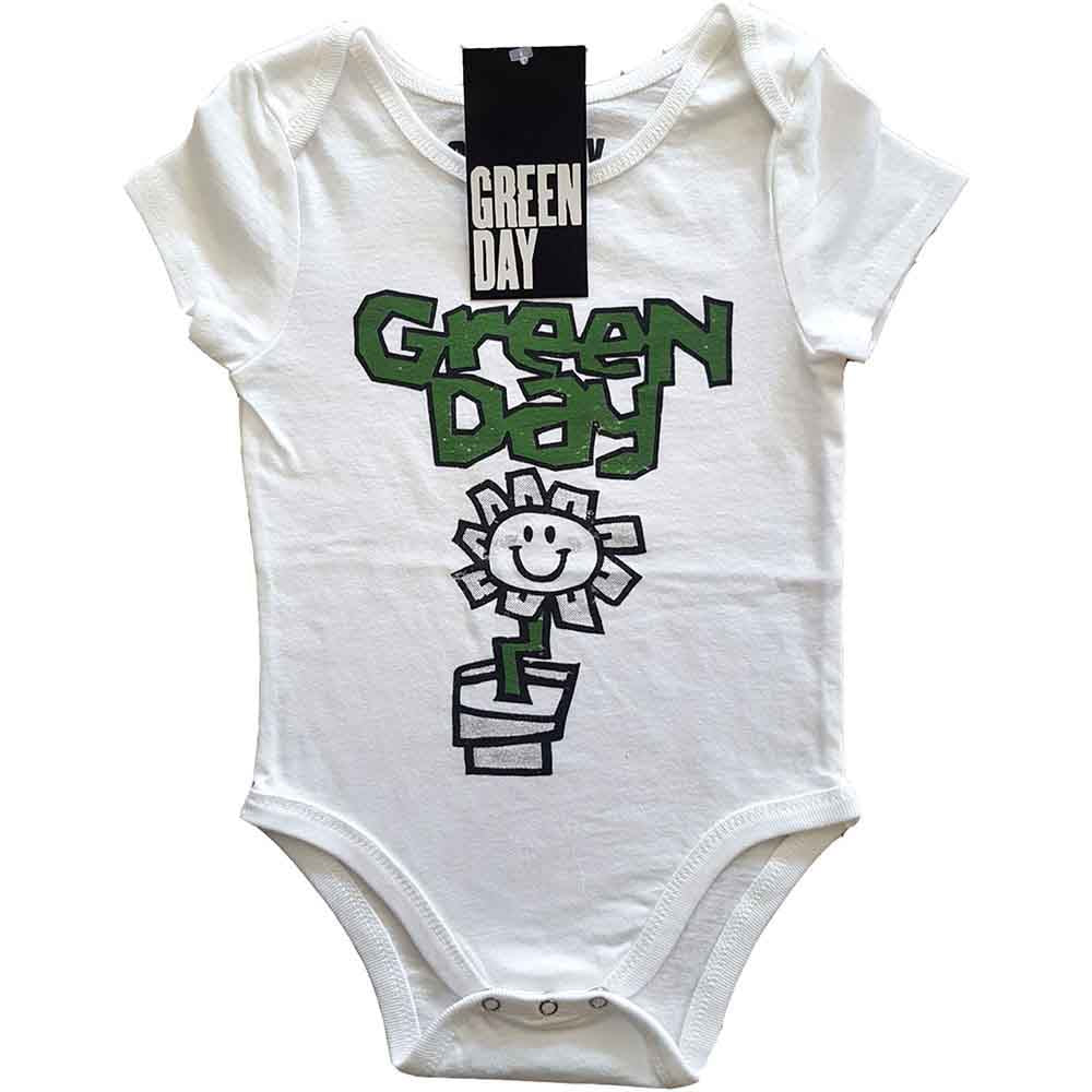 Green Day Kids Baby Grow Flower Pot White (6-9mths)
