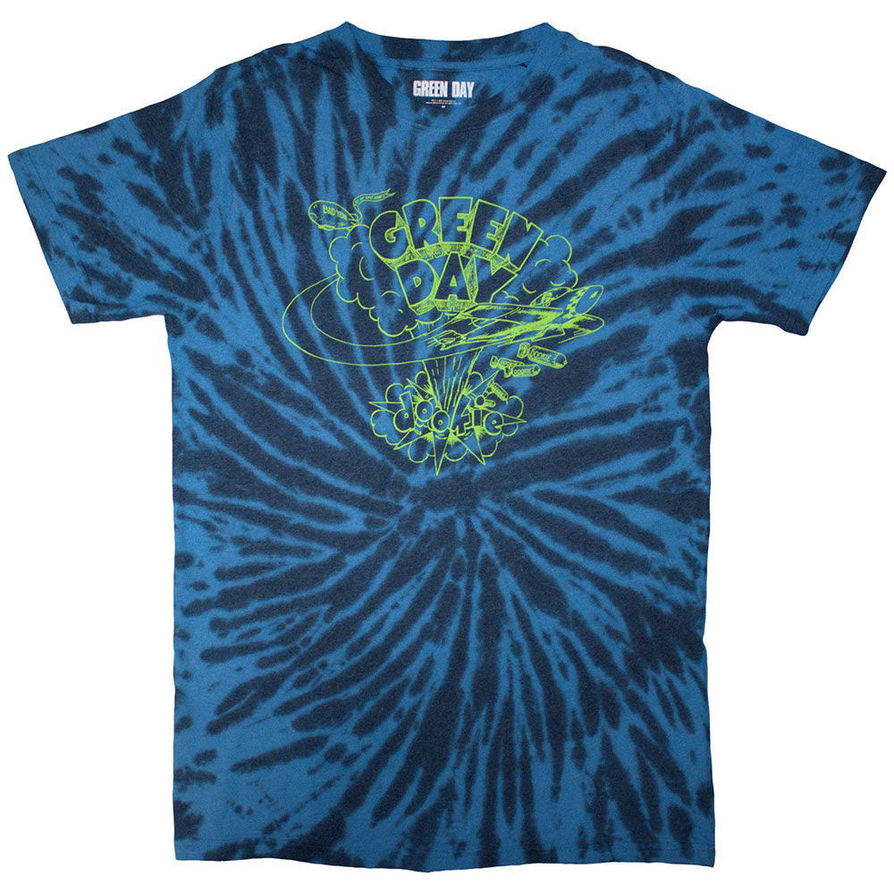 Green Day Unisex T-Shirt Dookie Line Art (Dip-Dye) Blue (XL)