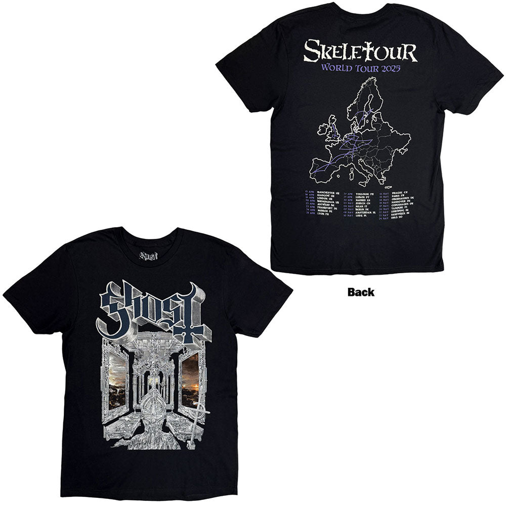 Ghost Unisex T-Shirt Skeleta Album Cover '25 Tour Dates Black (XL)