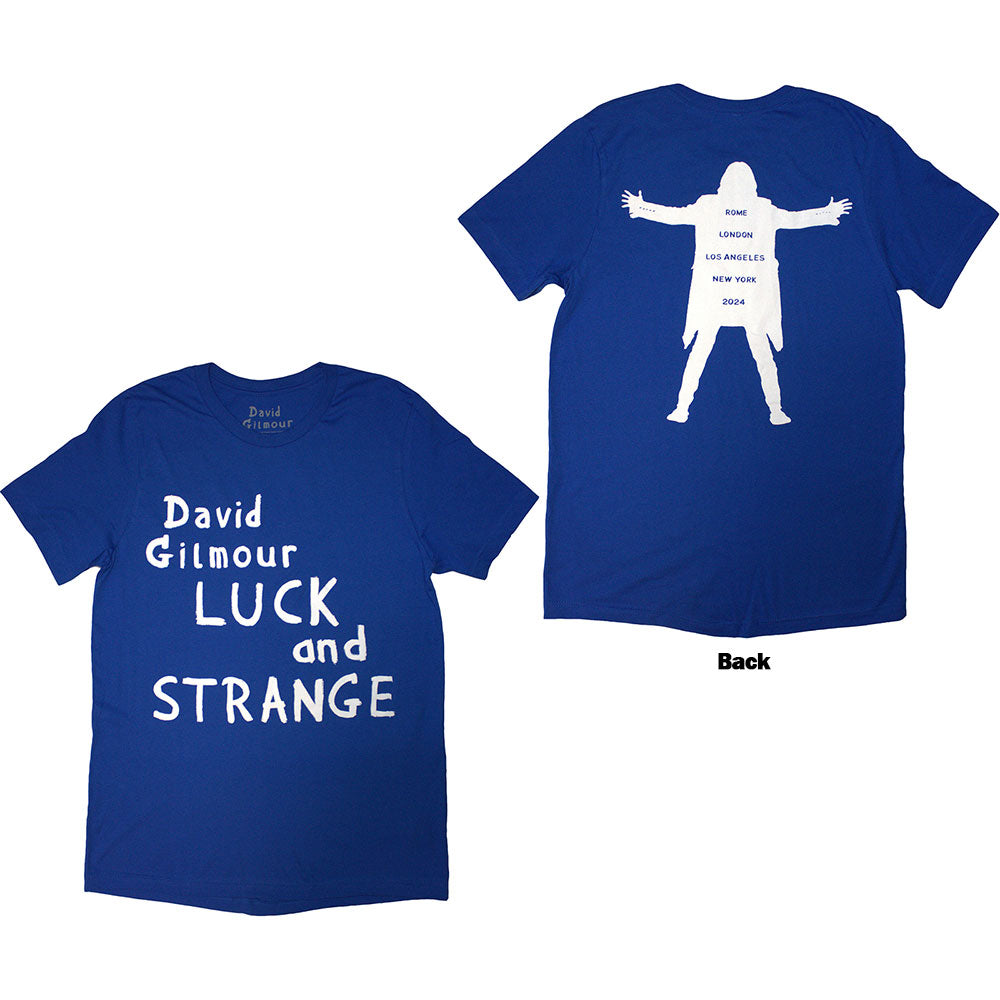 David Gilmour Unisex T-Shirt Luck & Strange Logo (Ex-Tour) Blue (XXL)