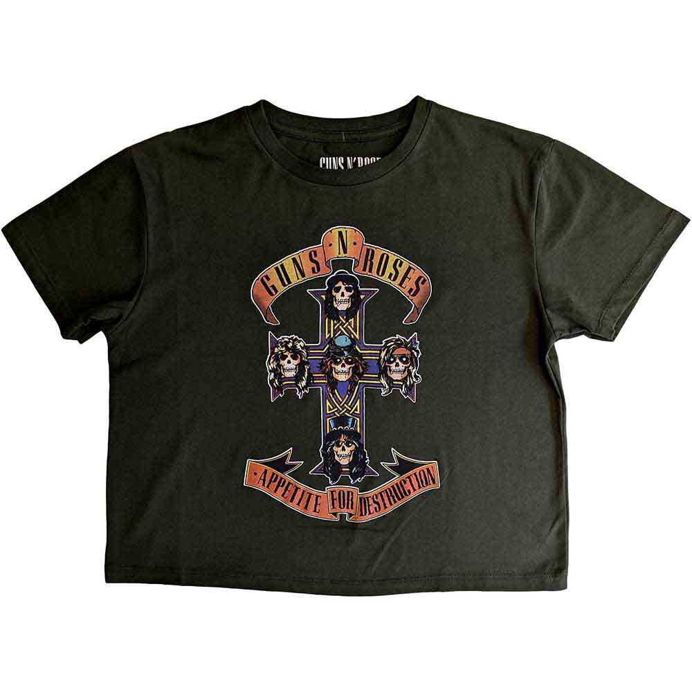 Guns N' Roses Ladies Crop Top Appetite For Destruction Green (M)