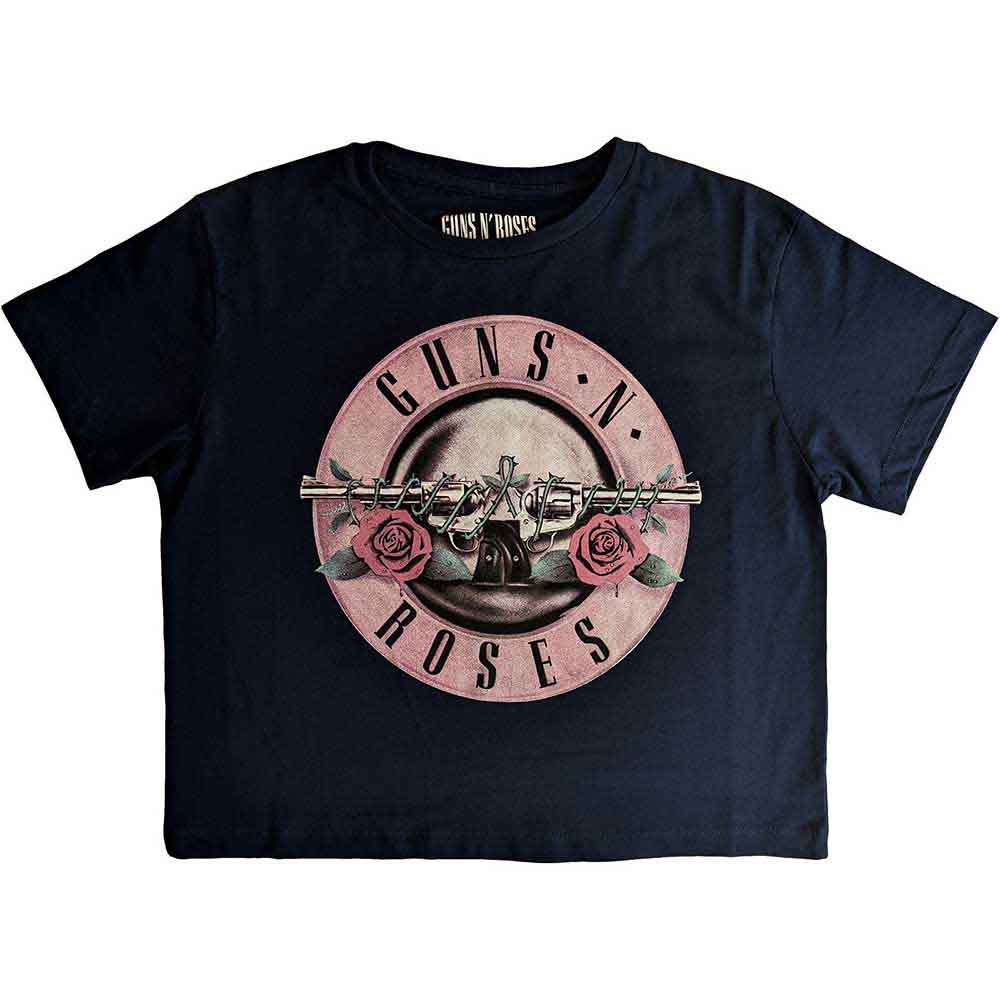 Guns N' Roses Ladies Crop Top Classic Logo Blue (M)