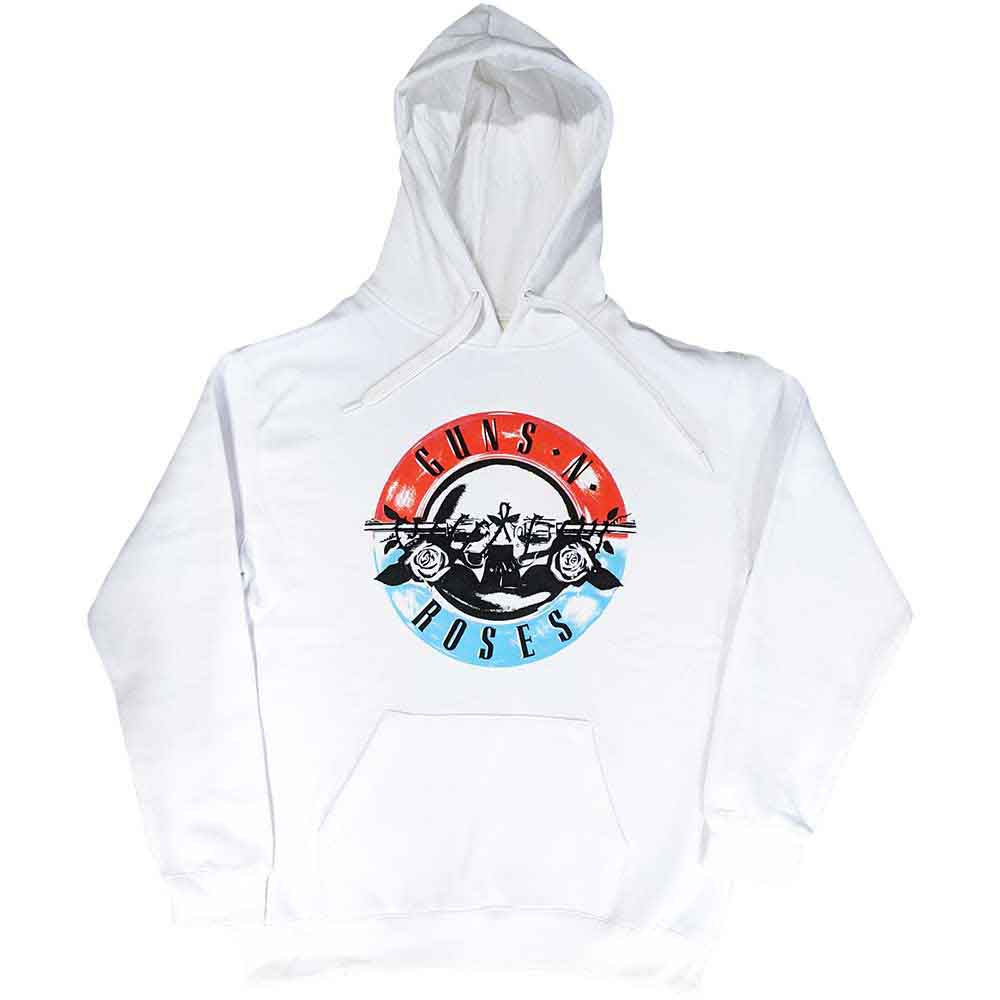 Guns N' Roses Unisex Pullover Hoodie Motorcross Logo White (S)