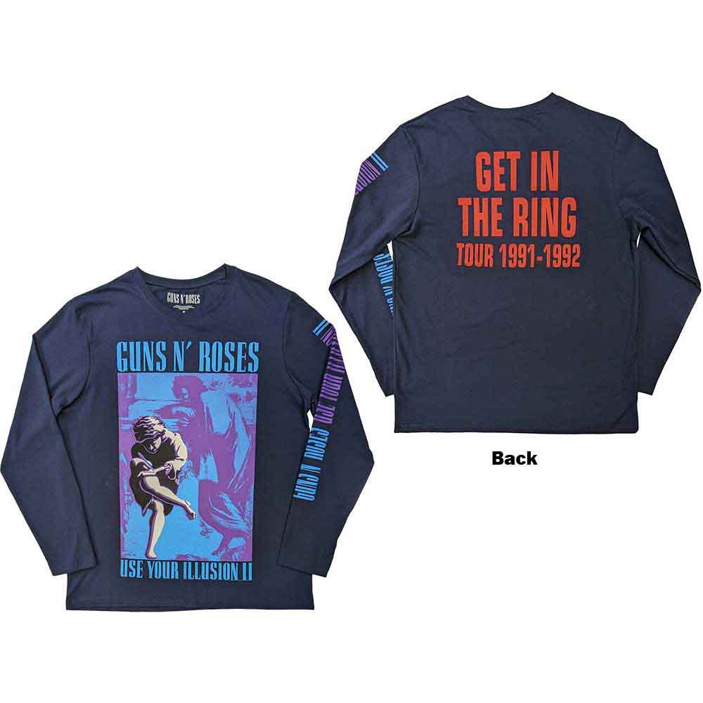 Guns N' Roses Unisex Long Sleeve T-Shirt Get In The Ring Tour '91-'92 Blue (S)