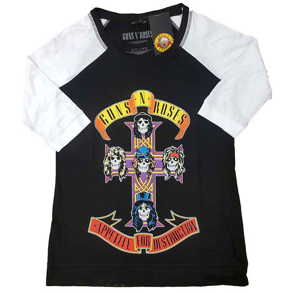 Guns N' Roses Unisex Raglan T-Shirt Appetite For Destruction Black/White (XXXXL)