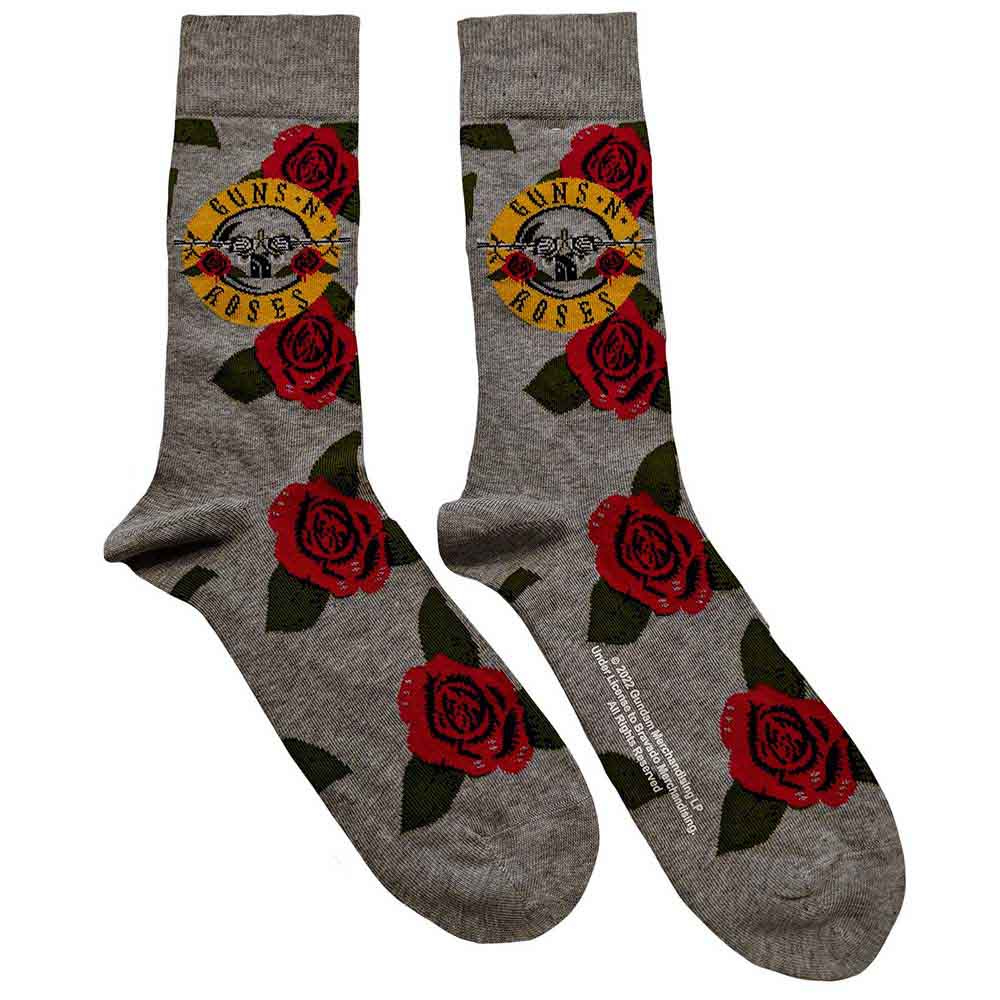 Guns N' Roses Unisex Ankle Socks Bullet Roses Grey (UK Size 7-11)