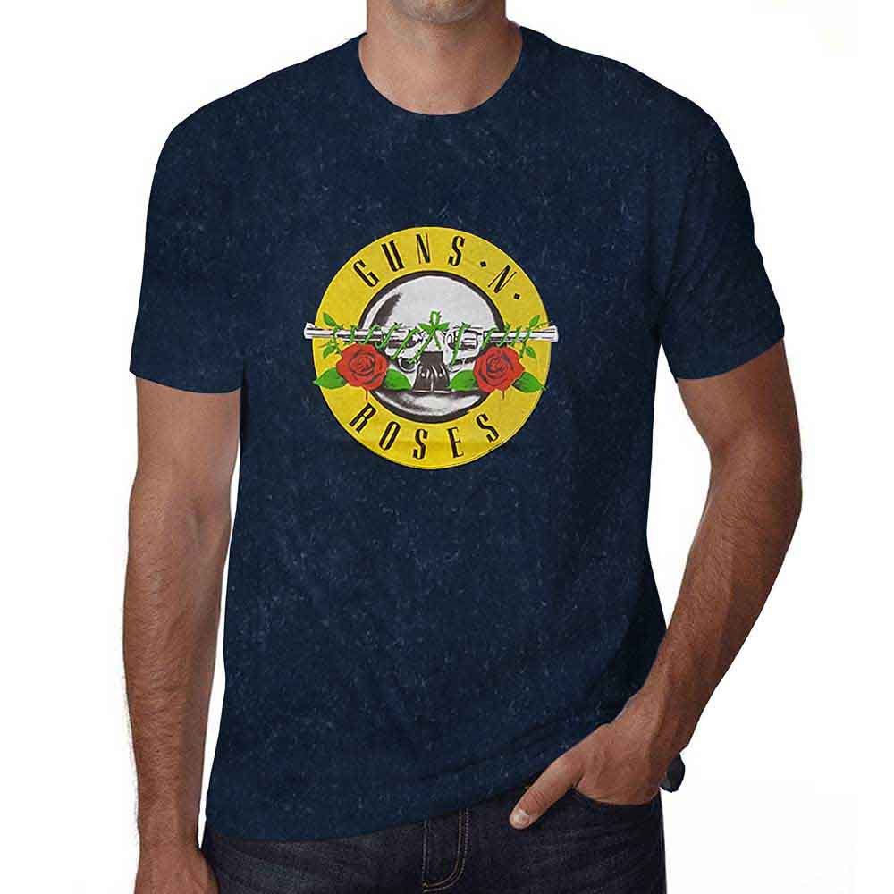 Guns N' Roses Unisex T-Shirt (Snow Wash) Classic Logo Blue (XXL)
