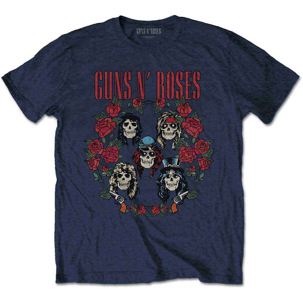 Guns N' Roses Unisex T-Shirt Skulls Wreath Blue (M)