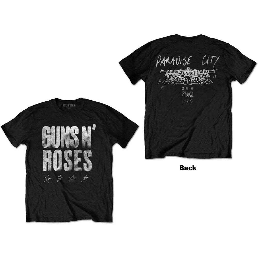 Guns N' Roses Unisex T-Shirt Paradise City Stars (Back Print) Black (M)