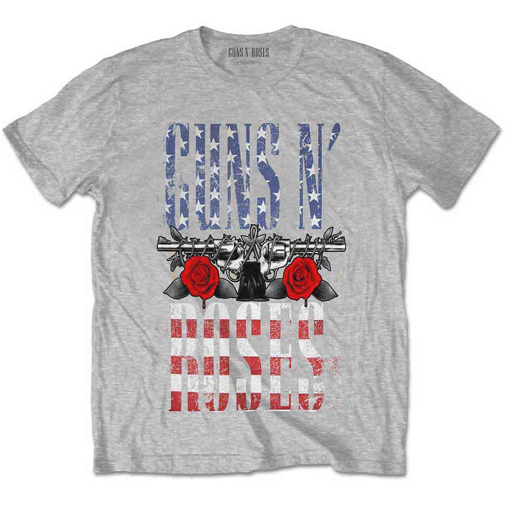 Guns N' Roses Unisex T-Shirt US Flag in Logo Grey (XL)