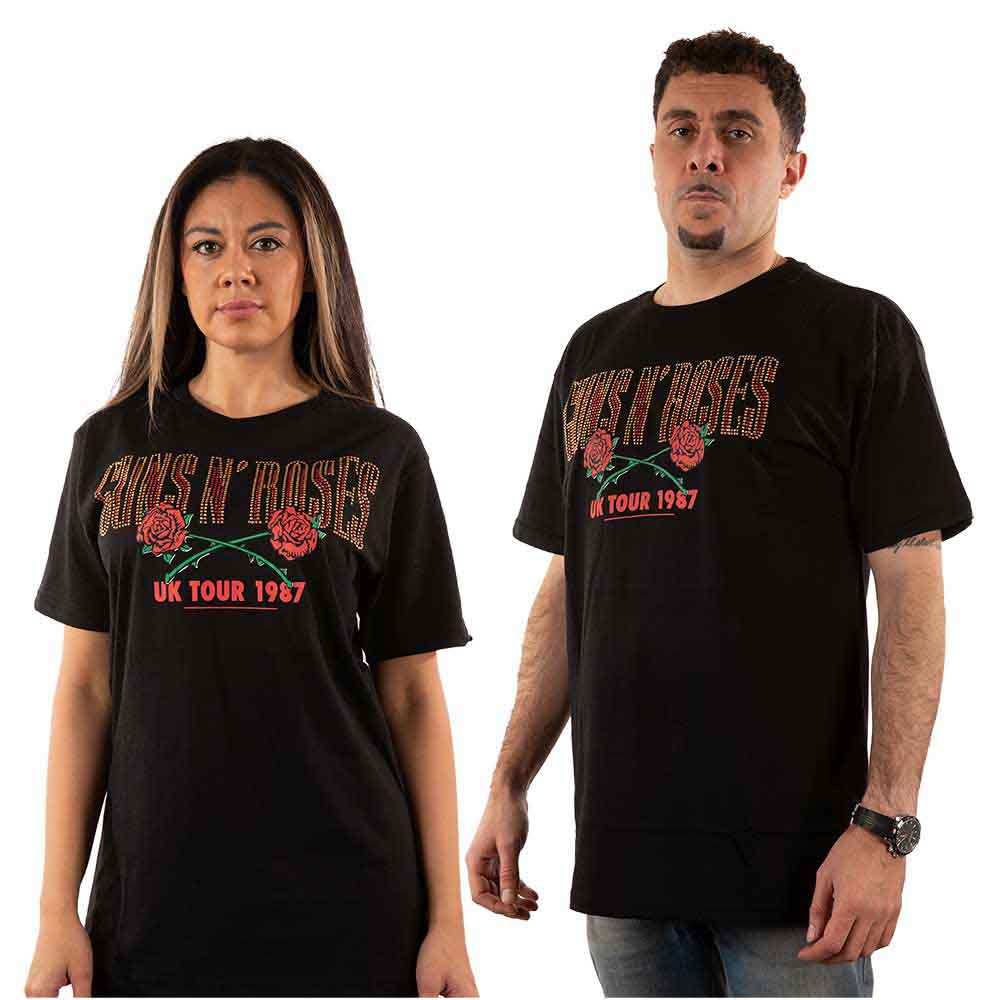Guns N' Roses Unisex T-Shirt 87 Tour (Diamante) Black (S)