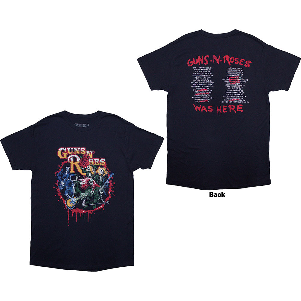 Guns N' Roses Unisex T-Shirt Was Here (Back Print) Navy Blue (L)