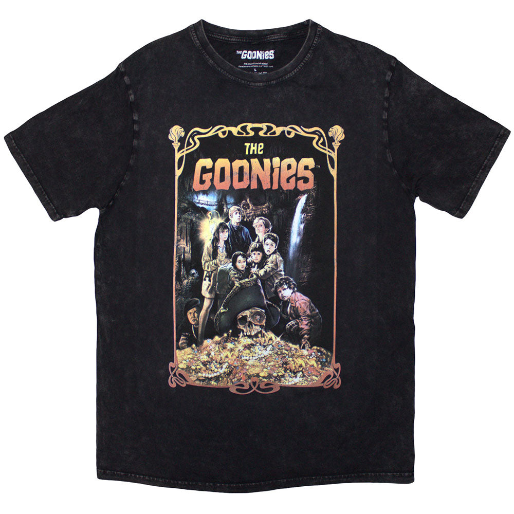 The Goonies Unisex Stone Wash T-Shirt Movie Poster Black (XL)