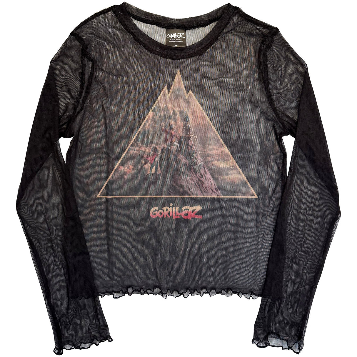 Gorillaz Ladies Long Sleeve Mesh Crop Top The Mountain Black (M)