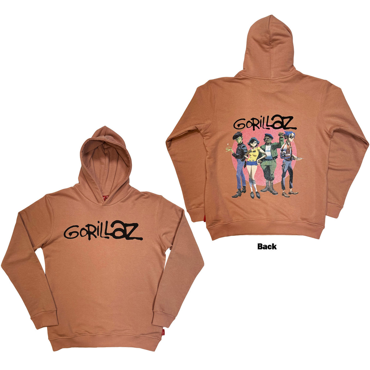 Gorillaz Unisex Unplugged Pullover Hoodie Group Circle Rise (Back Print) Pink (XXL)