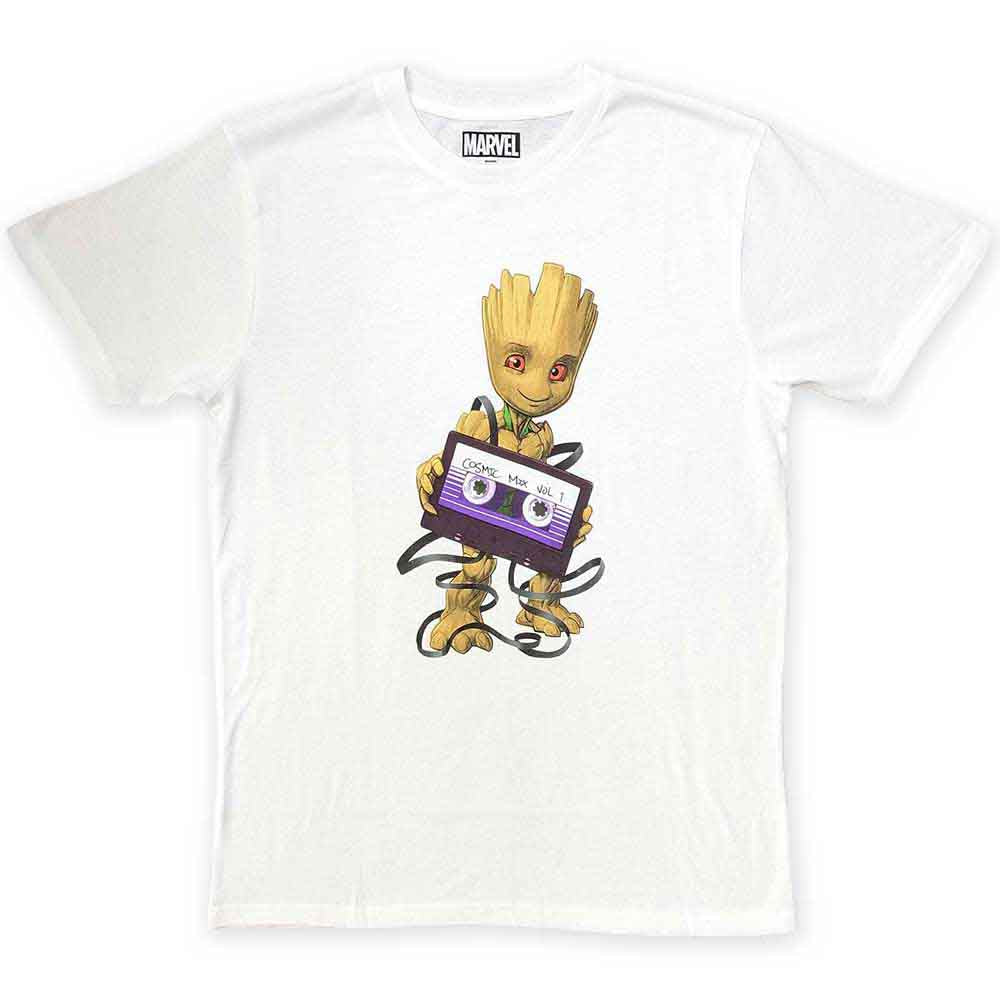 Marvel Comics Unisex T-Shirt Guardians of the Galaxy Cosmic Tape White (XL)