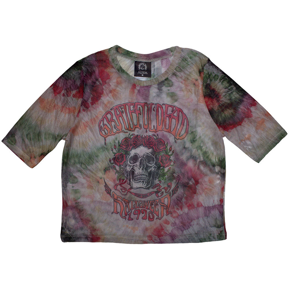 Grateful Dead Ladies Crop Top Stony Brook Bertha (Mesh) White (M)